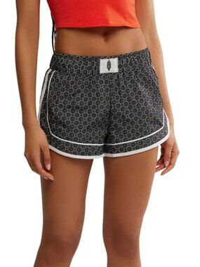Free People Movement Varsity Blues Printed Shorts in Starburst Geo Black NWT